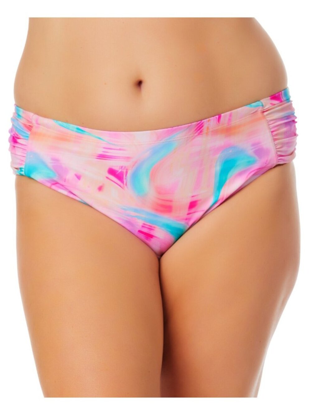 NWT Salt + Cove Trendy Tie-Dye Bikini Bottom With Ruched Side Tabs Pink Multi 0X